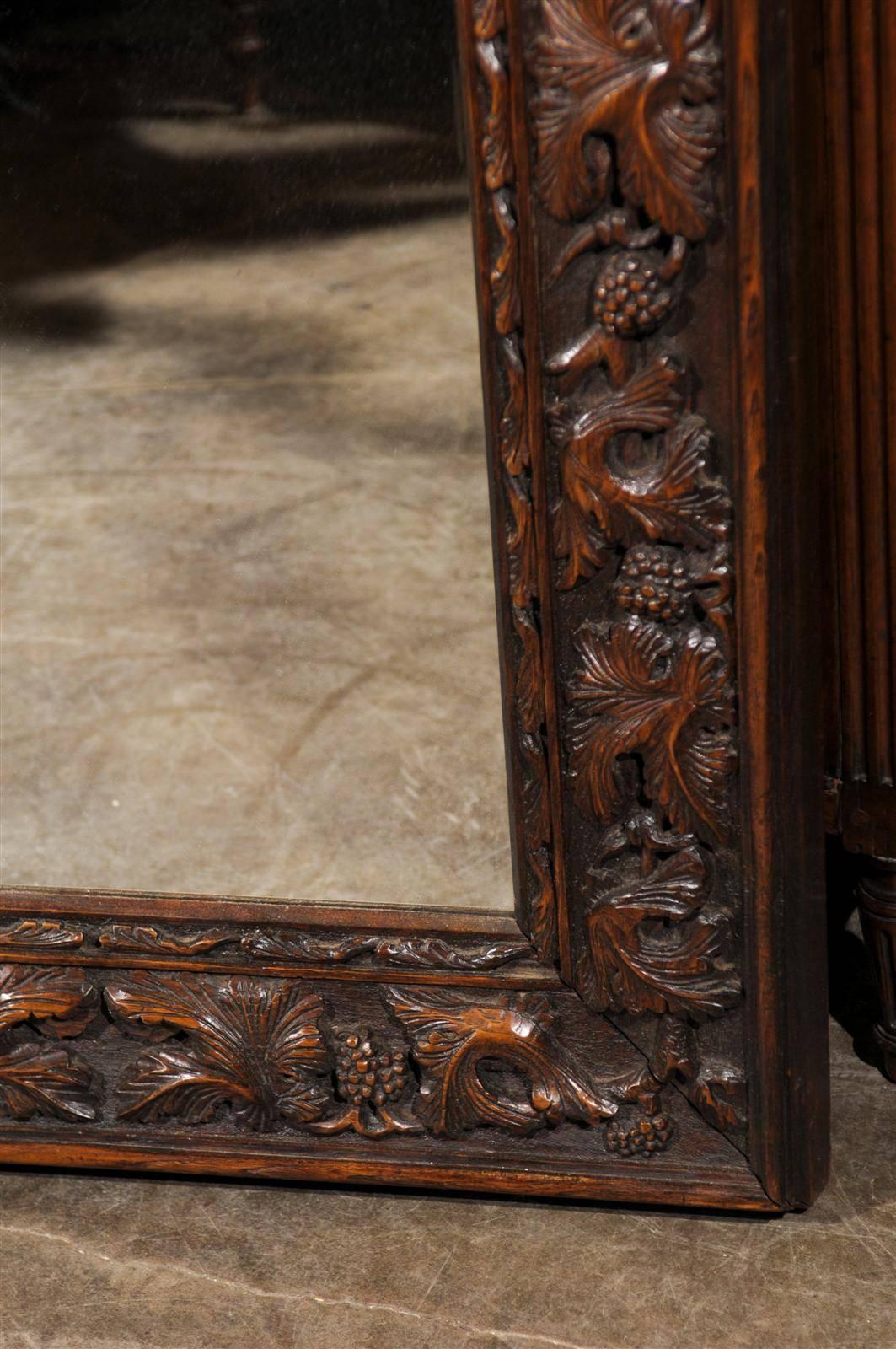 19th Century German Black Forest Carved Mirror with Foliage Motifs from the Late 19th Century