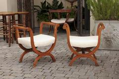 Pair of Biedermeier Austrian Bassinet-Shaped Stools from the Late 19th Century