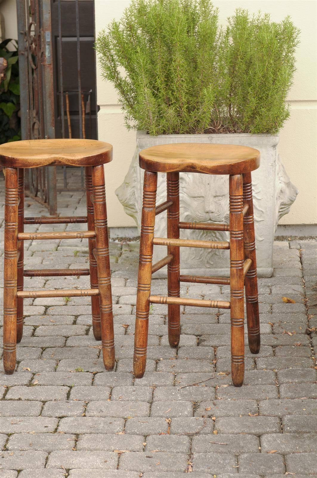 English Saddle Seat Oak Stool from the Late 19th Century 2