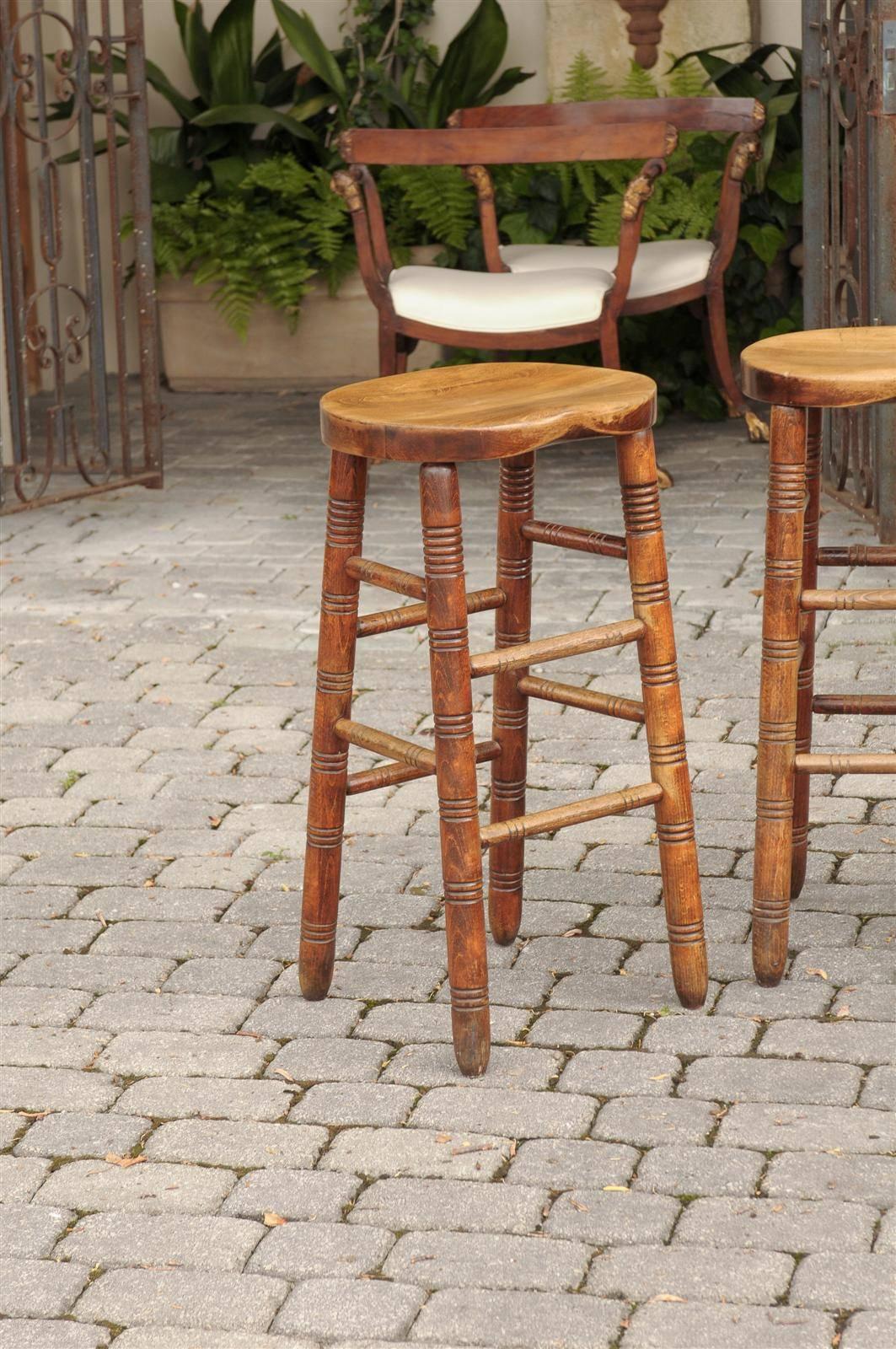 English Saddle Seat Oak Stool from the Late 19th Century 1