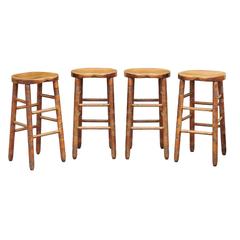 English Saddle Seat Oak Stool from the Late 19th Century
