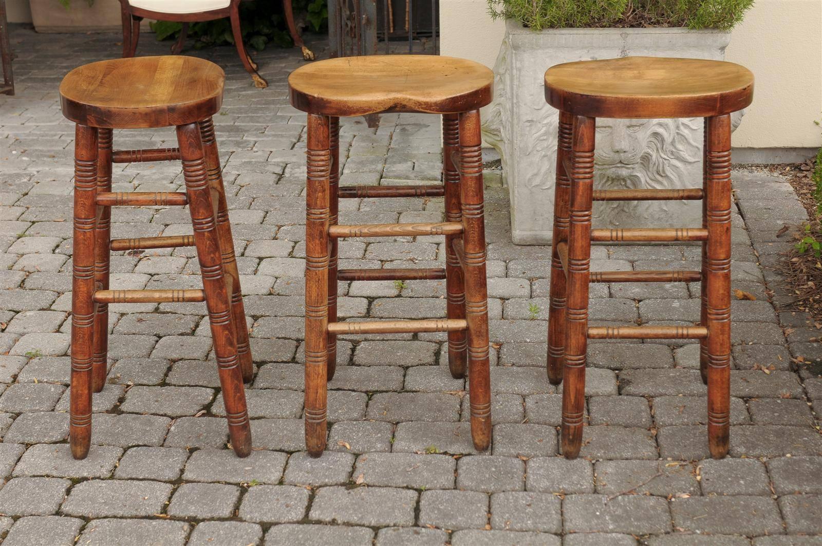 English Saddle Seat Oak Stool from the Late 19th Century 4