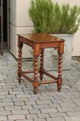 English 19th Century Barley Twist Side Table With Checker Board Top