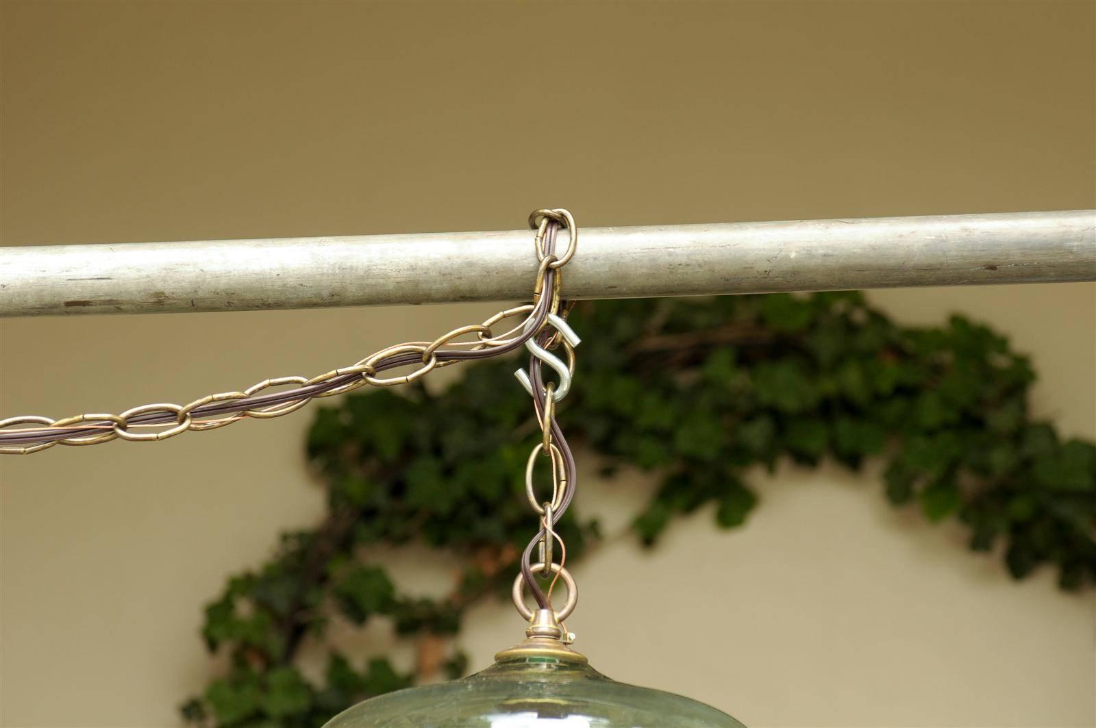 French Turn of the Century Three-Light Cloche Bell Jar Transparent Lantern In Excellent Condition In Atlanta, GA