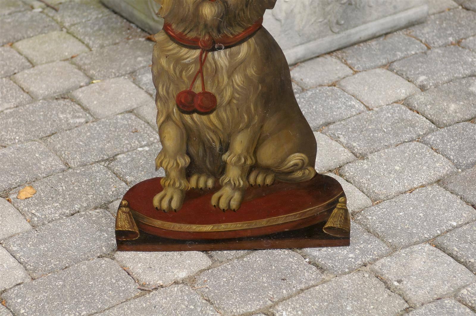 English late 19th Century Painted Terrier Tôle Umbrella Stand with Trompe-l’œil 3