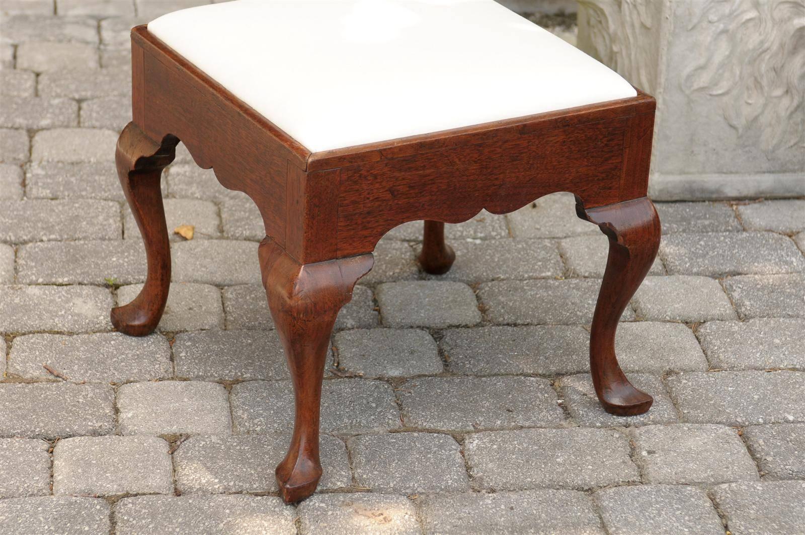 English Ottoman or Stool with Muslin Upholstered Seat from the Mid 19th Century 2