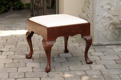 English Ottoman or Stool with Muslin Upholstered Seat from the Mid 19th Century