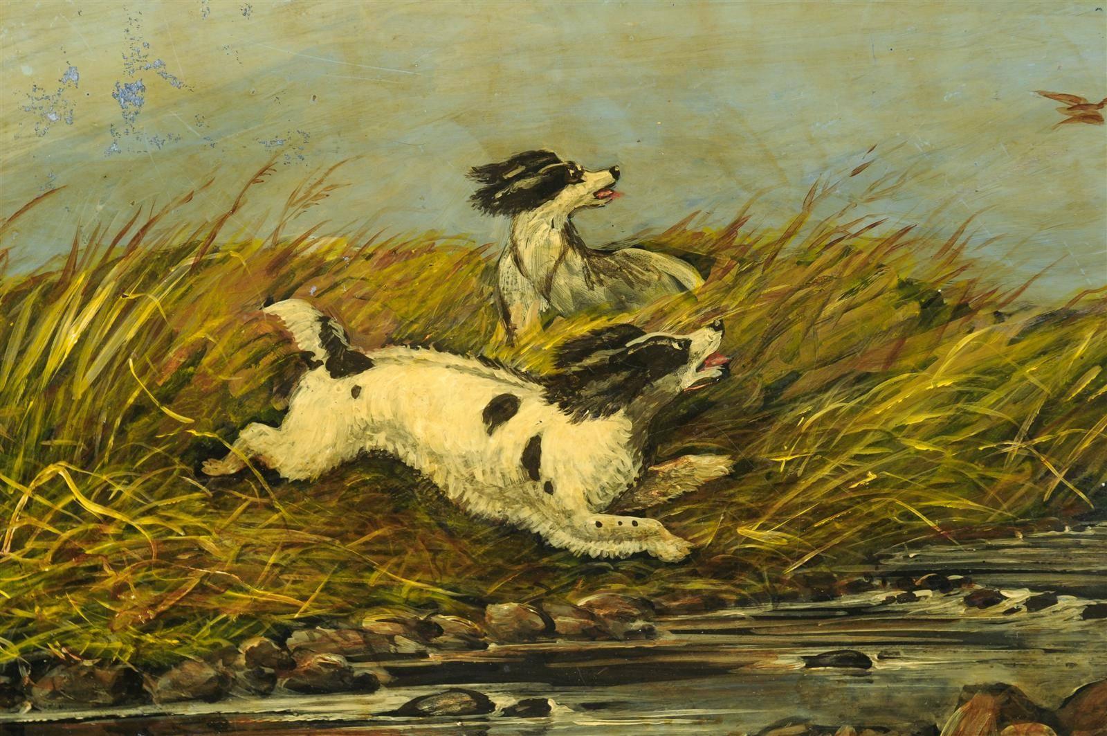 English Tole Painted Tray with Dogs 4