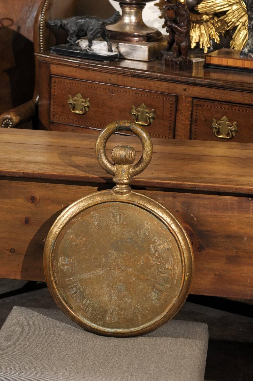 Late 19th Century French Tole Clock Face / Pocket Watch Trade Sign In Good Condition In Atlanta, GA