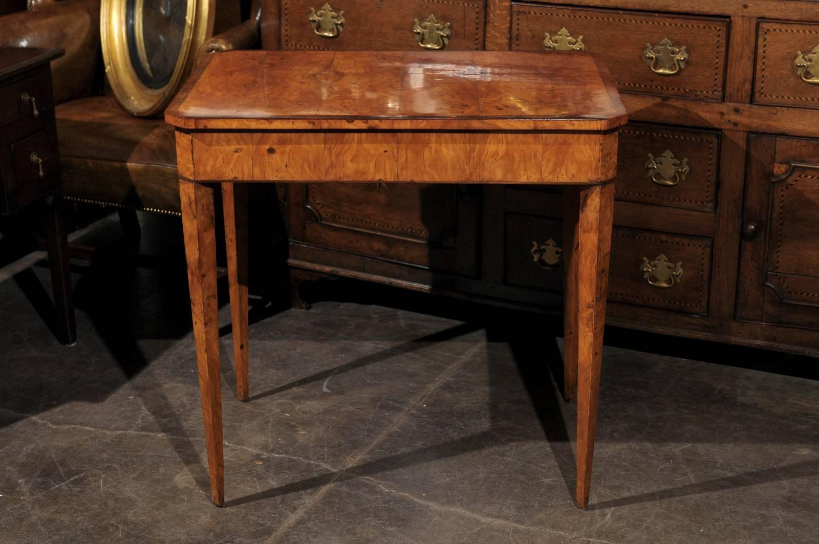 1840s Austrian Biedermeier Table with Contrasting Cross-banded Inlay and Drawer 5