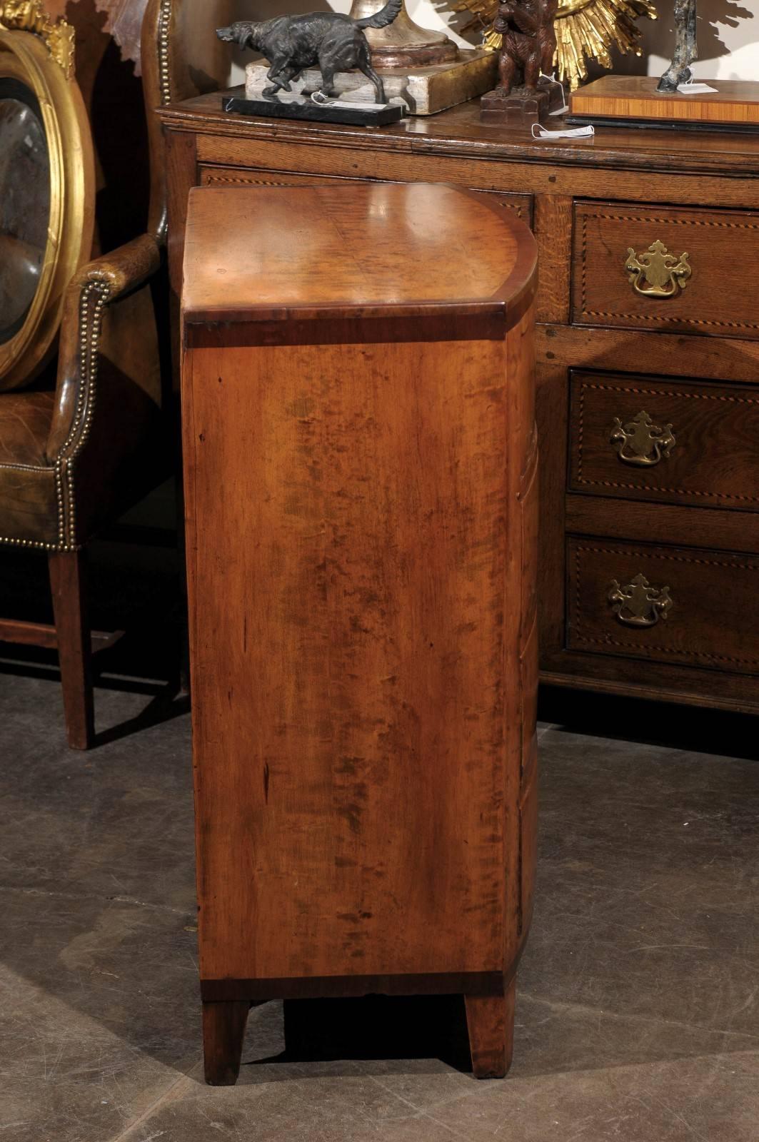 1860s Austrian Biedermeier Bow Front Commode with Contrasting Banded Inlays 5