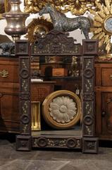 French Tramp Art Mirror with Floral Motifs from the Turn of the Century