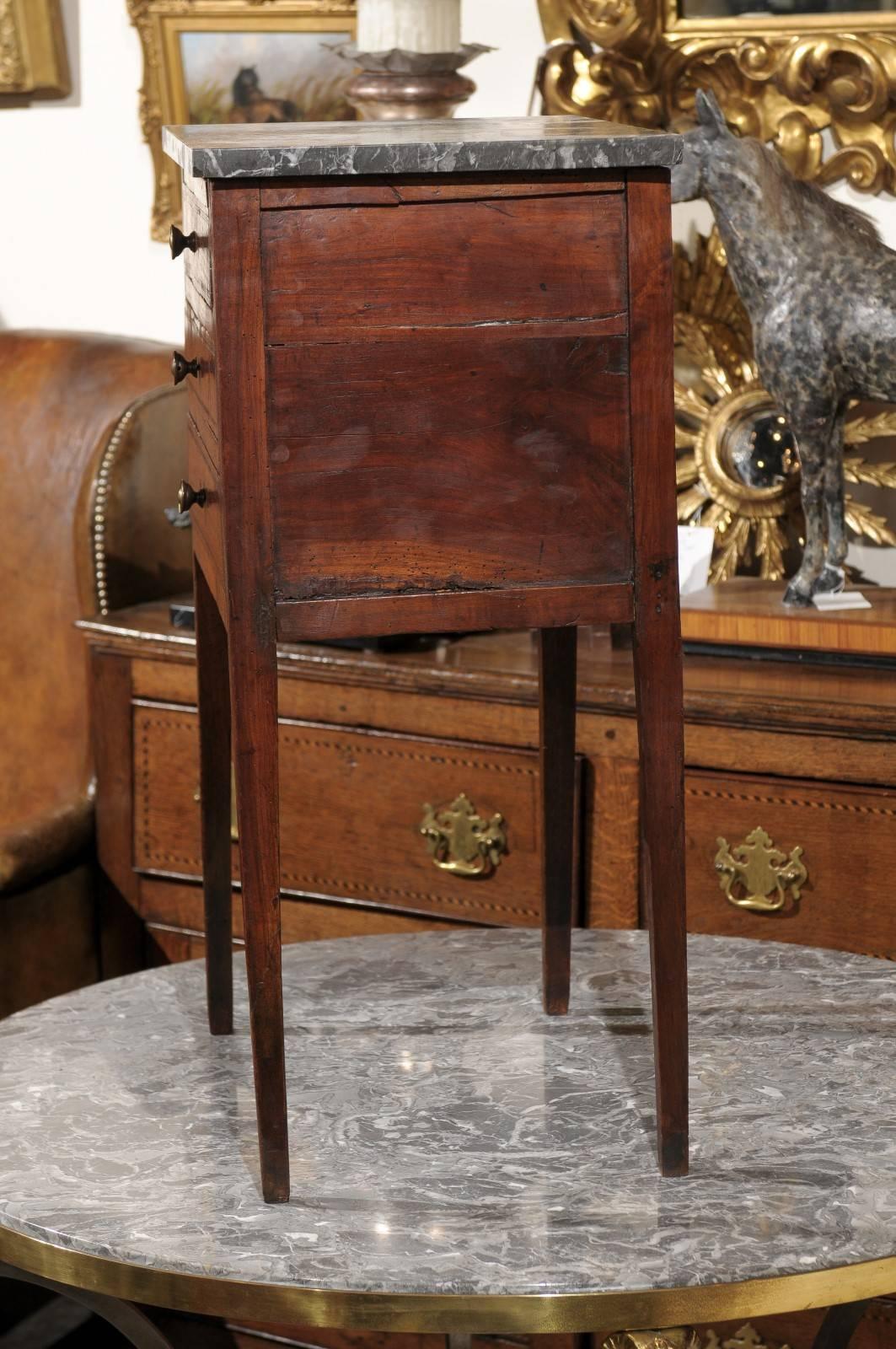 Mid-19th Century Petite French Three-Drawer Commode, Grey Marble Top and Banding 5