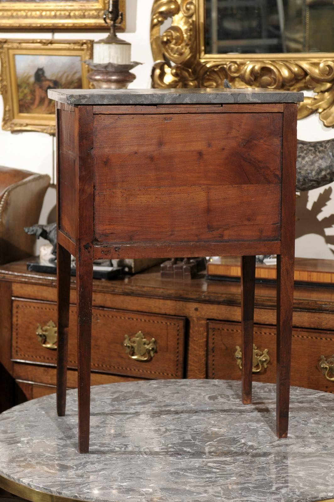 Mid-19th Century Petite French Three-Drawer Commode, Grey Marble Top and Banding 6