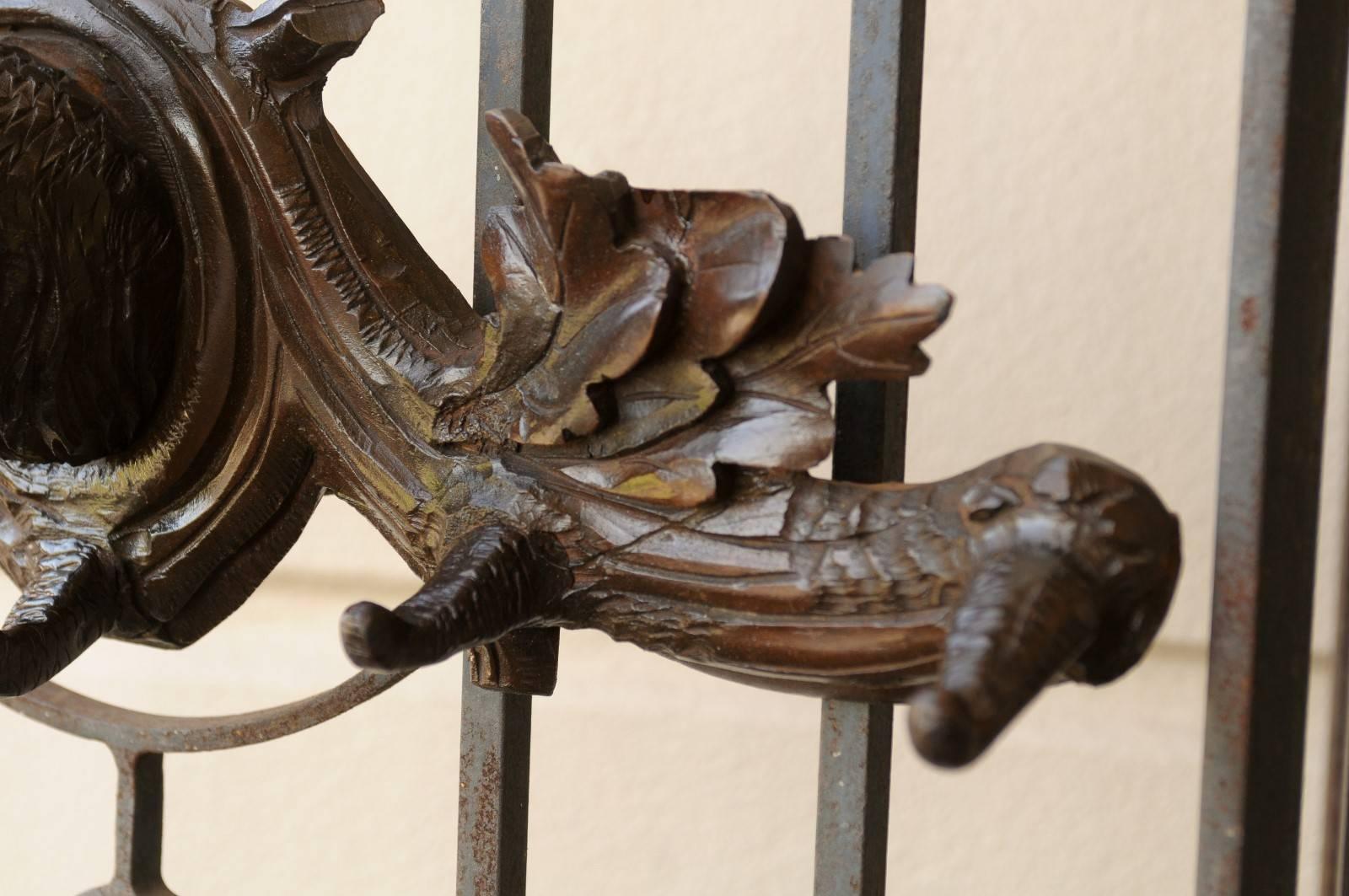 20th Century Turn of the Century French Carved Wall-Mounted Deer Head Coat Rack with Antlers