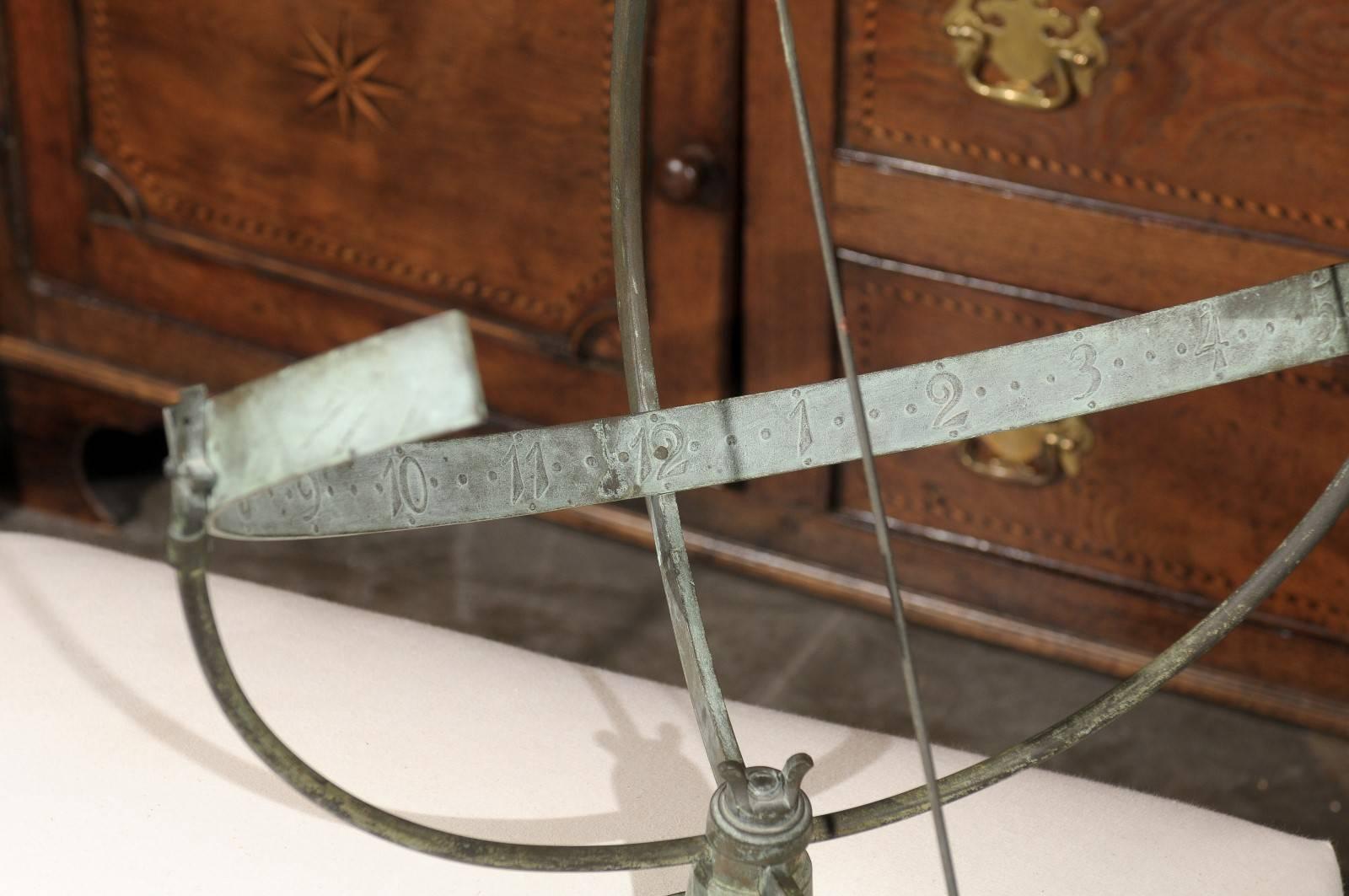 European Early 20th Century Metal Armillary Sphere Sundial with Arrow