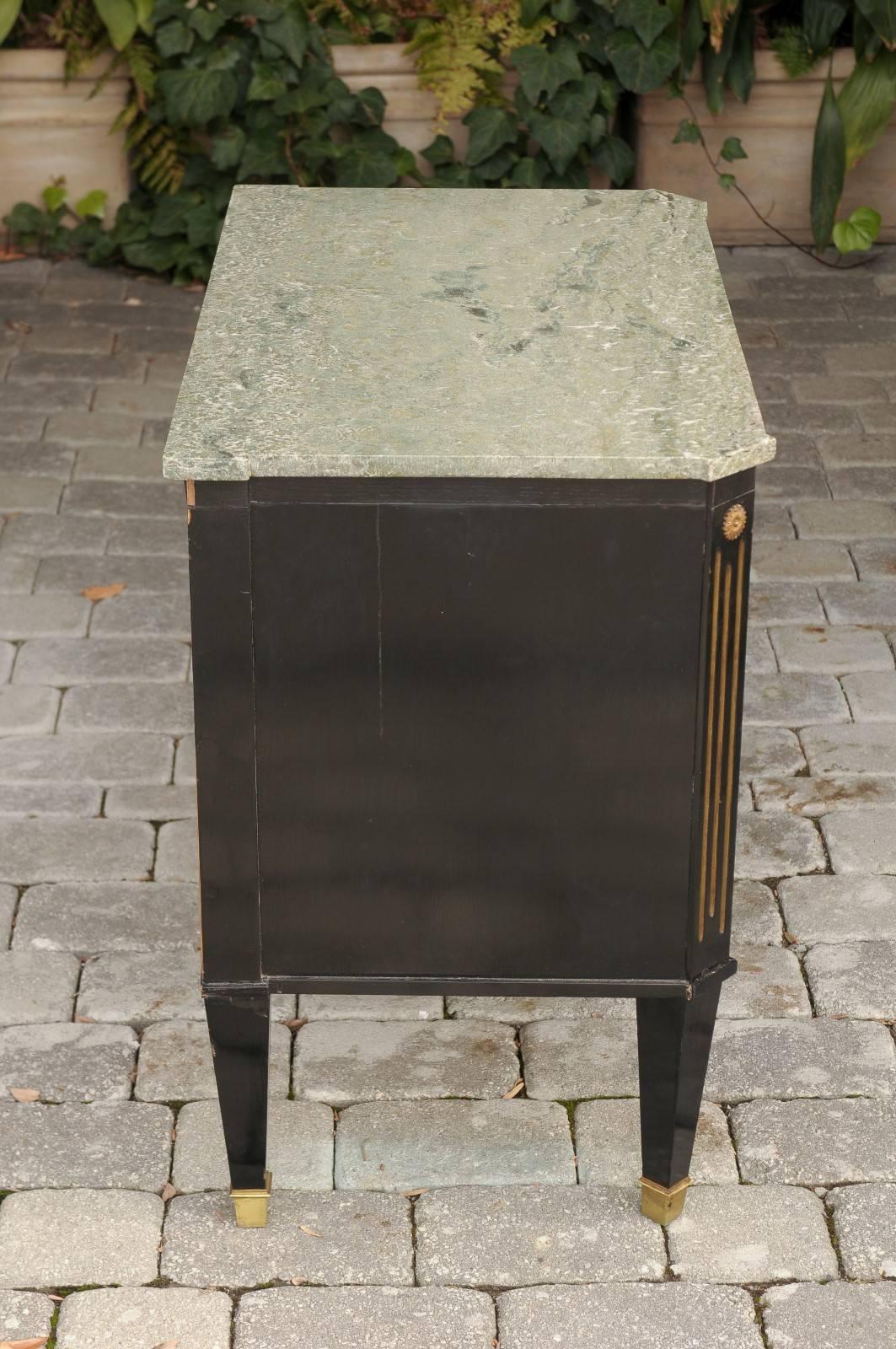 1860s Parcel-Gilt Ebonized Biedermeier Chest with Drawers and Marble Top  3