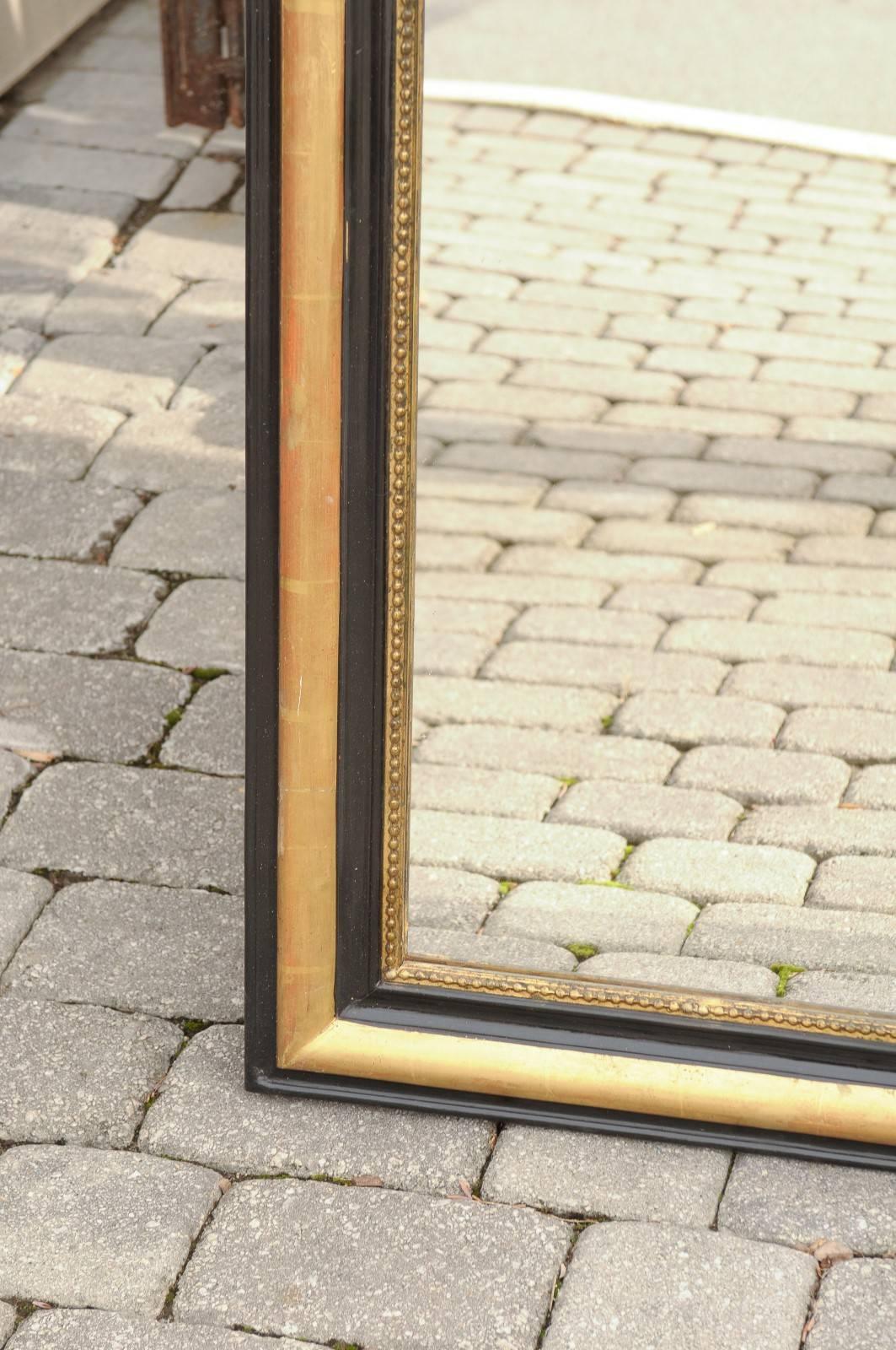 French Louis-Philippe Style Gilded and Ebonized Molded Mirror, circa 1900 1