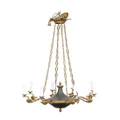 French Eight-Light Empire Style Bronze Chandelier from the Turn of the Century