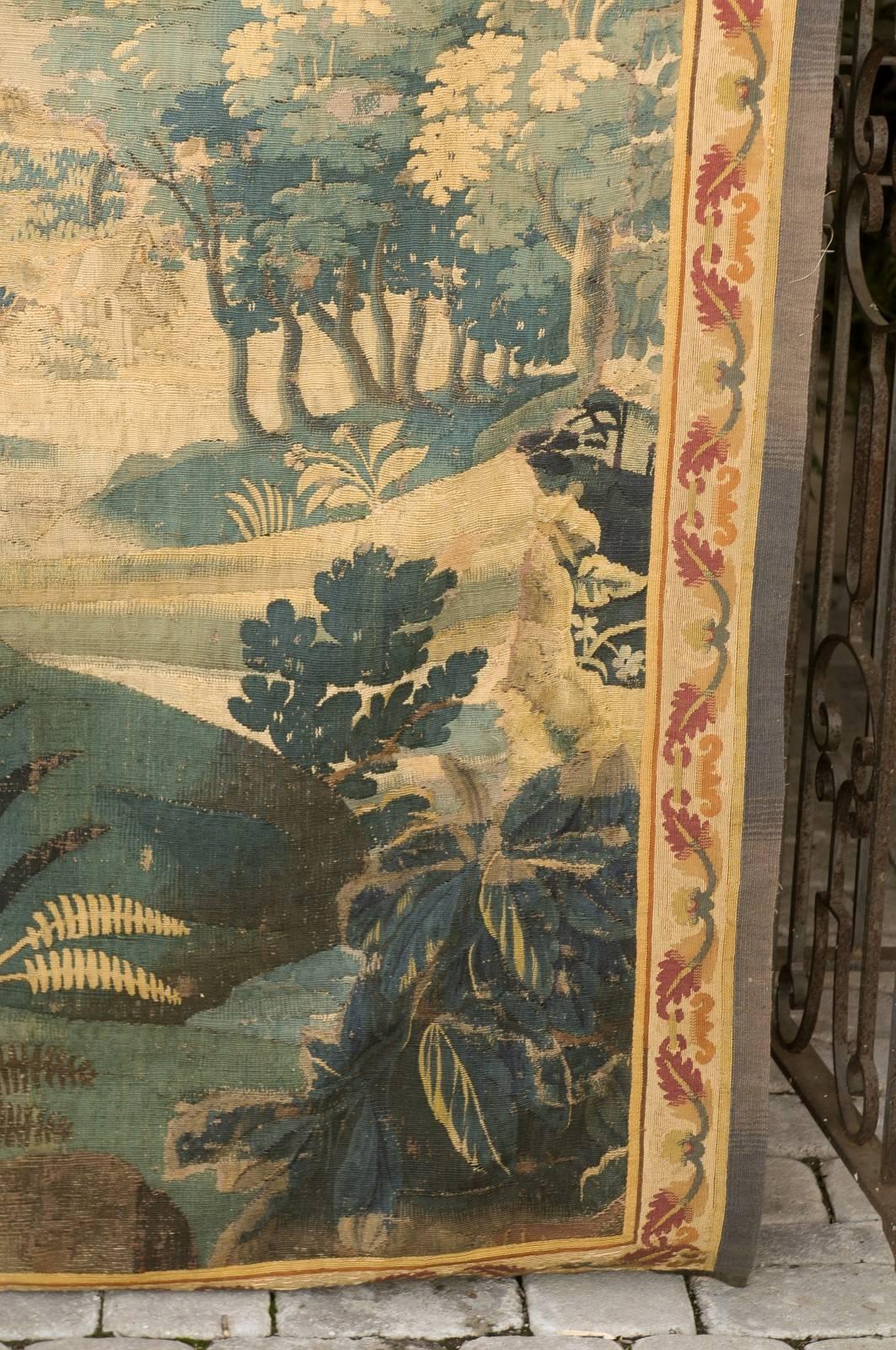 French Aubusson Tapestry with Pastoral Scene in Vertical Format, circa 1800 In Good Condition For Sale In Atlanta, GA