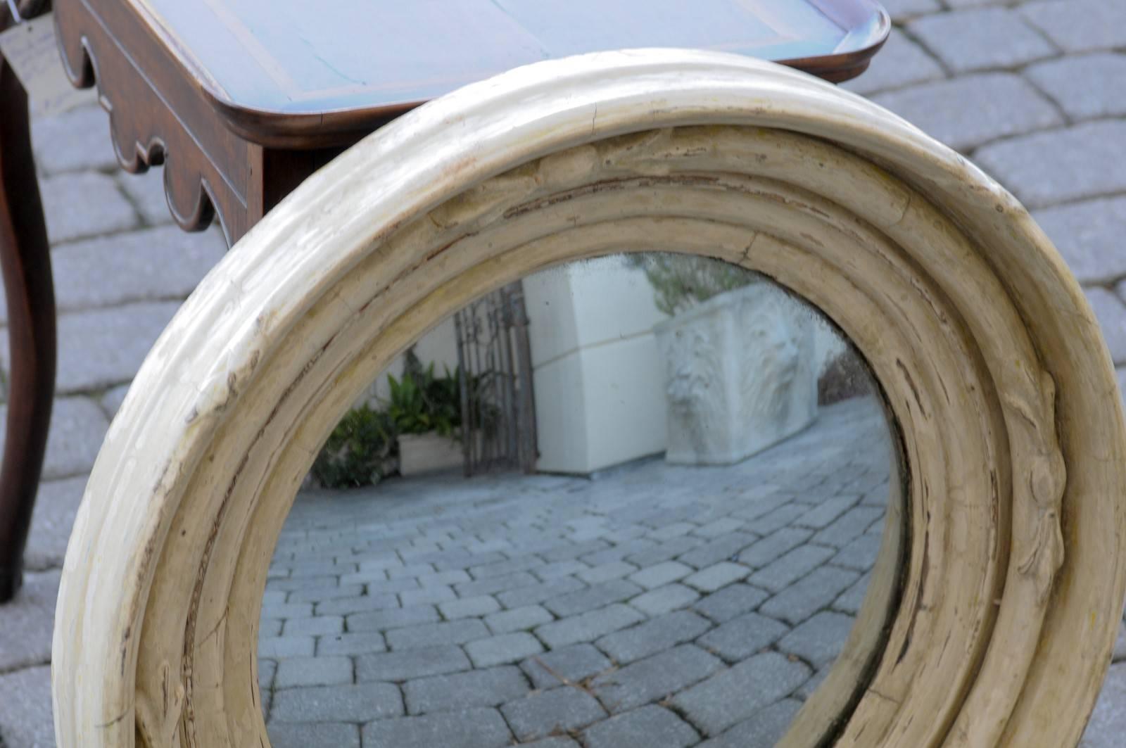 English Wood Carved Round Convex Mirror 2