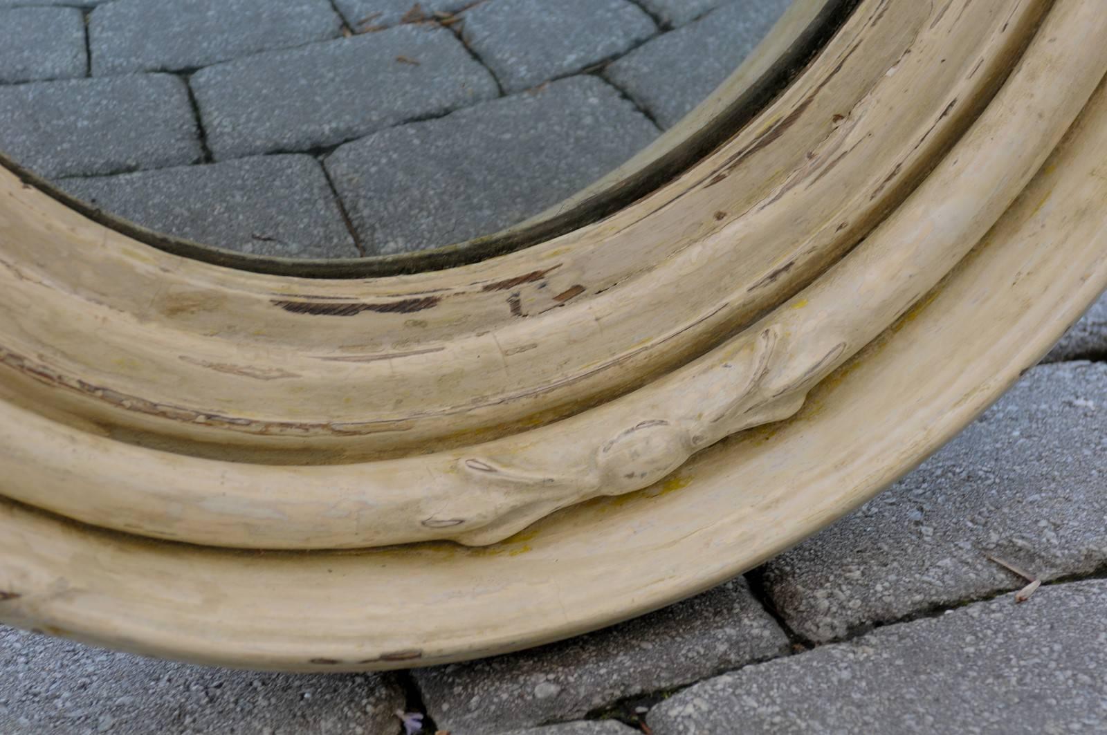 English Wood Carved Round Convex Mirror 3