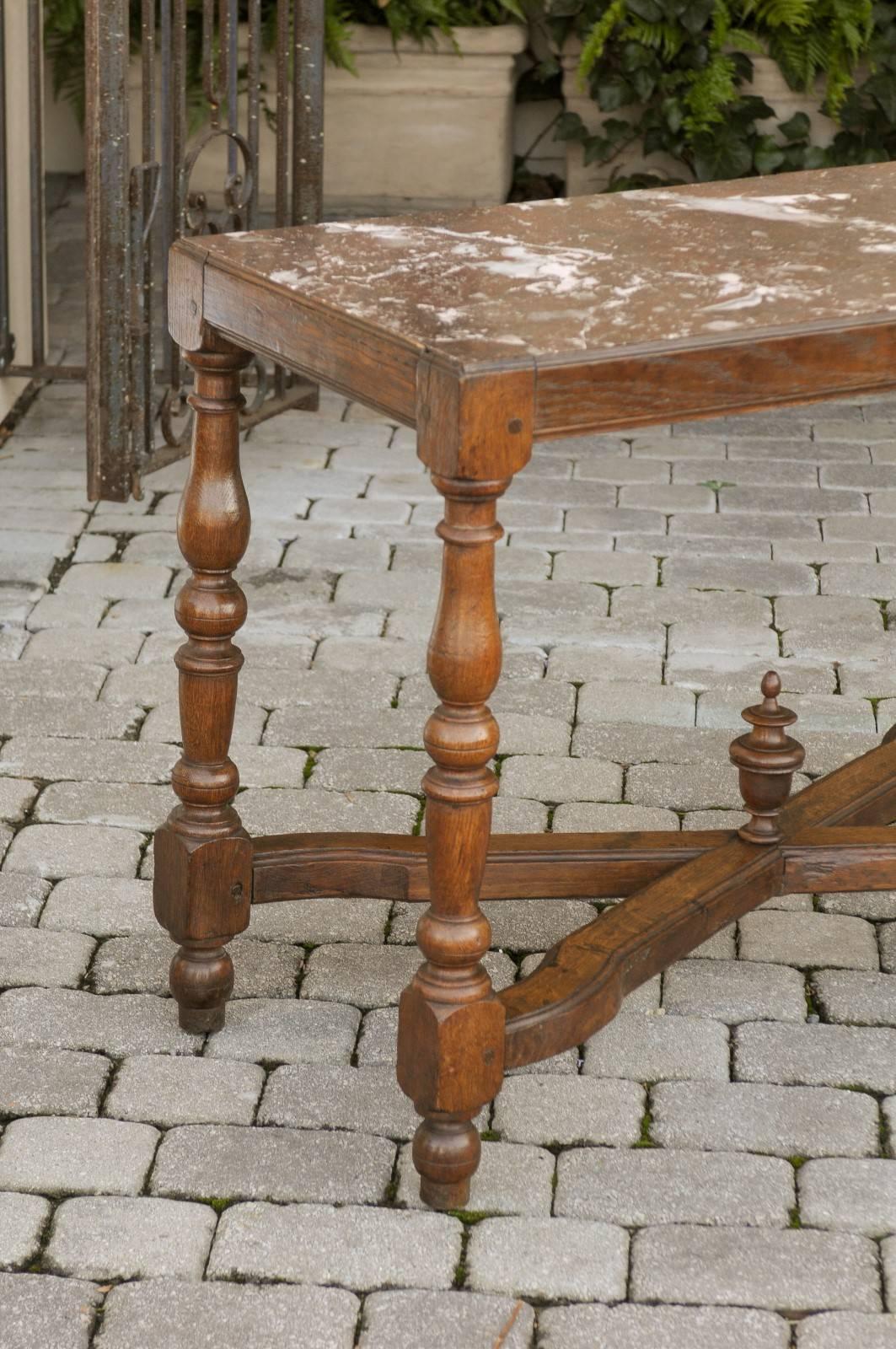 19th Century French Wood Pastry Table with Marble Top