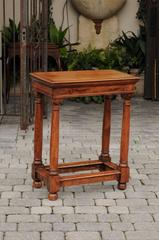 French Empire Style Mid-19th Century Fruitwood Side Table with Doric Column Legs