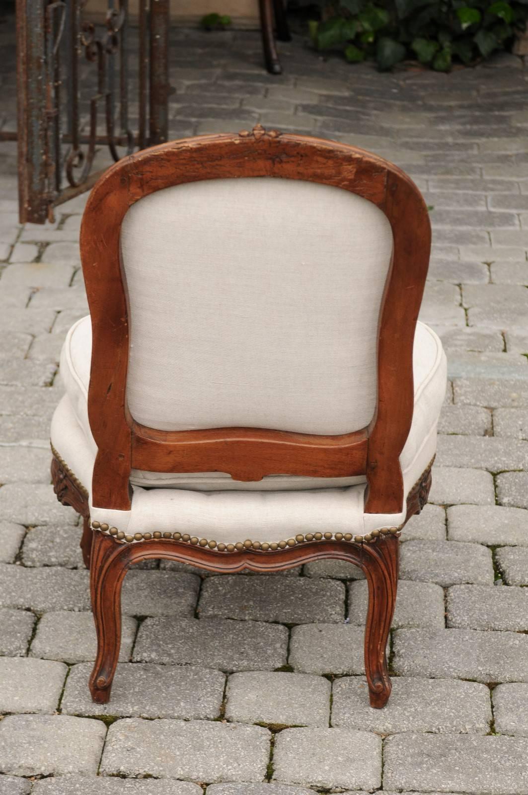 French 18th Century Louis XV Upholstered Slipper Chair Stamped Bernhard For Sale 3