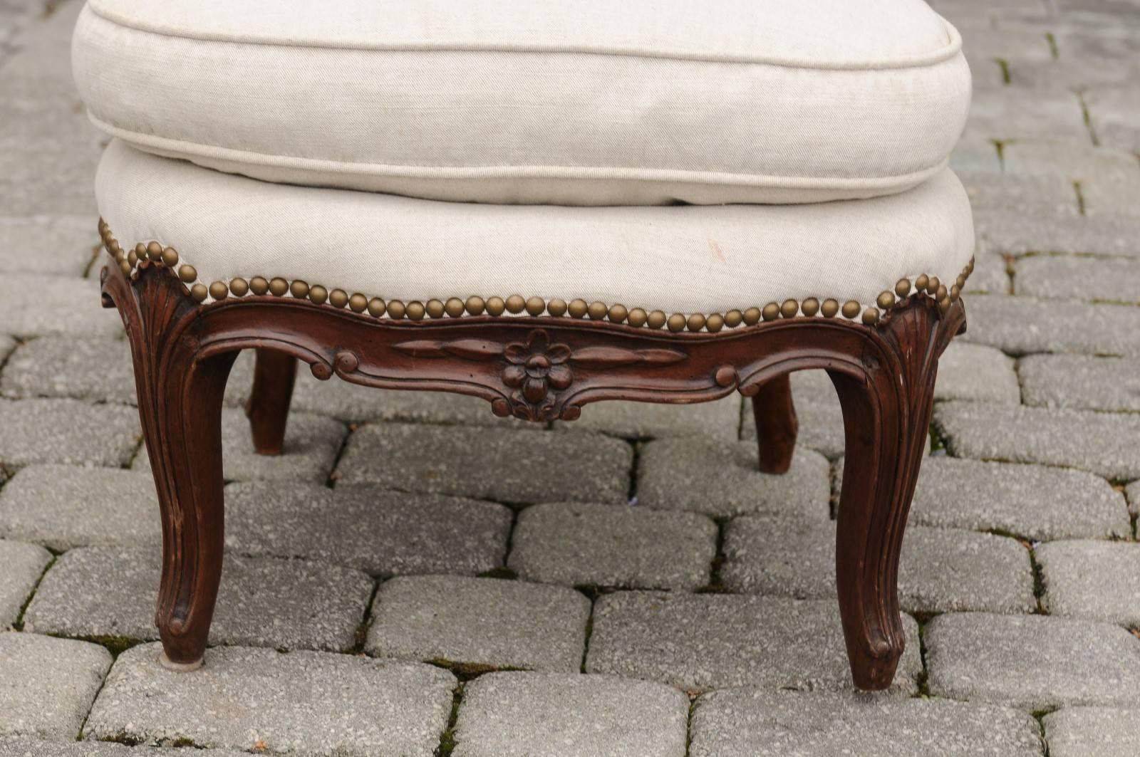 18th Century and Earlier French 18th Century Louis XV Upholstered Slipper Chair Stamped Bernhard For Sale