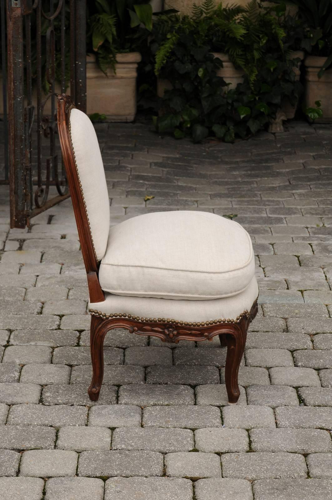 Upholstery French 18th Century Louis XV Upholstered Slipper Chair Stamped Bernhard For Sale