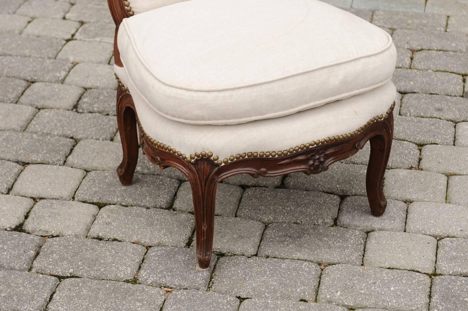 French 18th Century Louis XV Upholstered Slipper Chair Stamped Bernhard For Sale 2