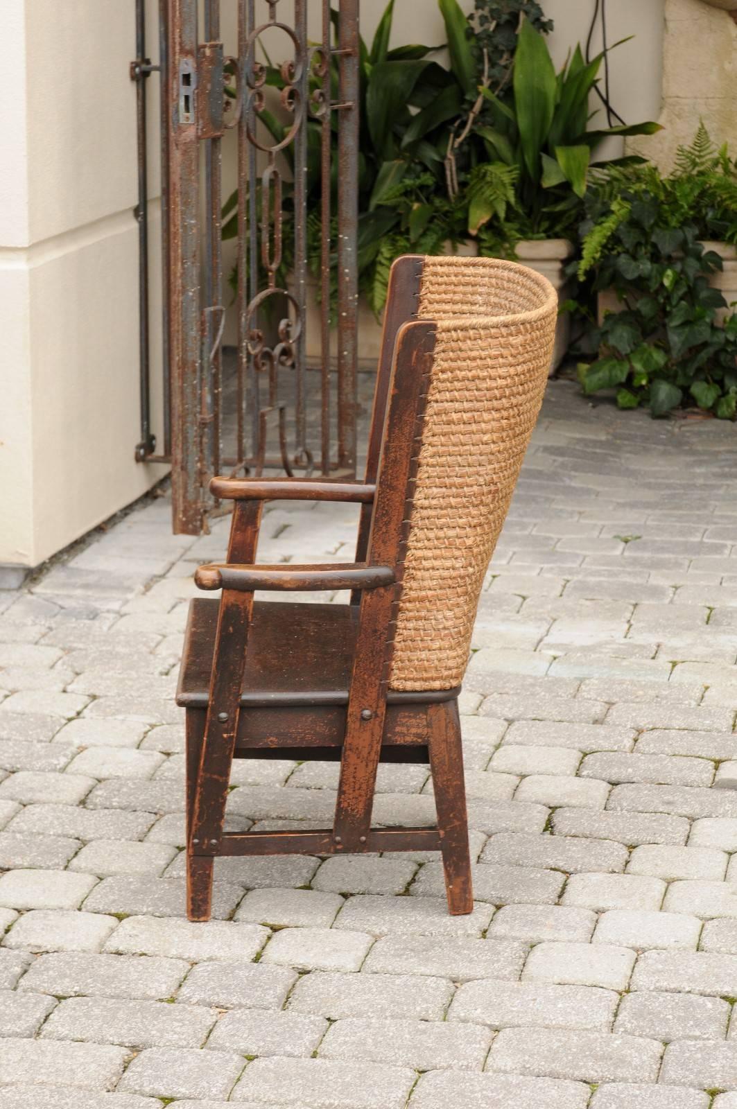 Antique Scottish Mid-19th Century Orkney Chair with Handwoven Straw Back 2