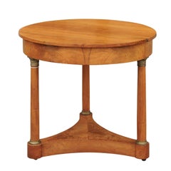 Austrian Biedermeier Mid-19th Century Round Center Table with Column Legs