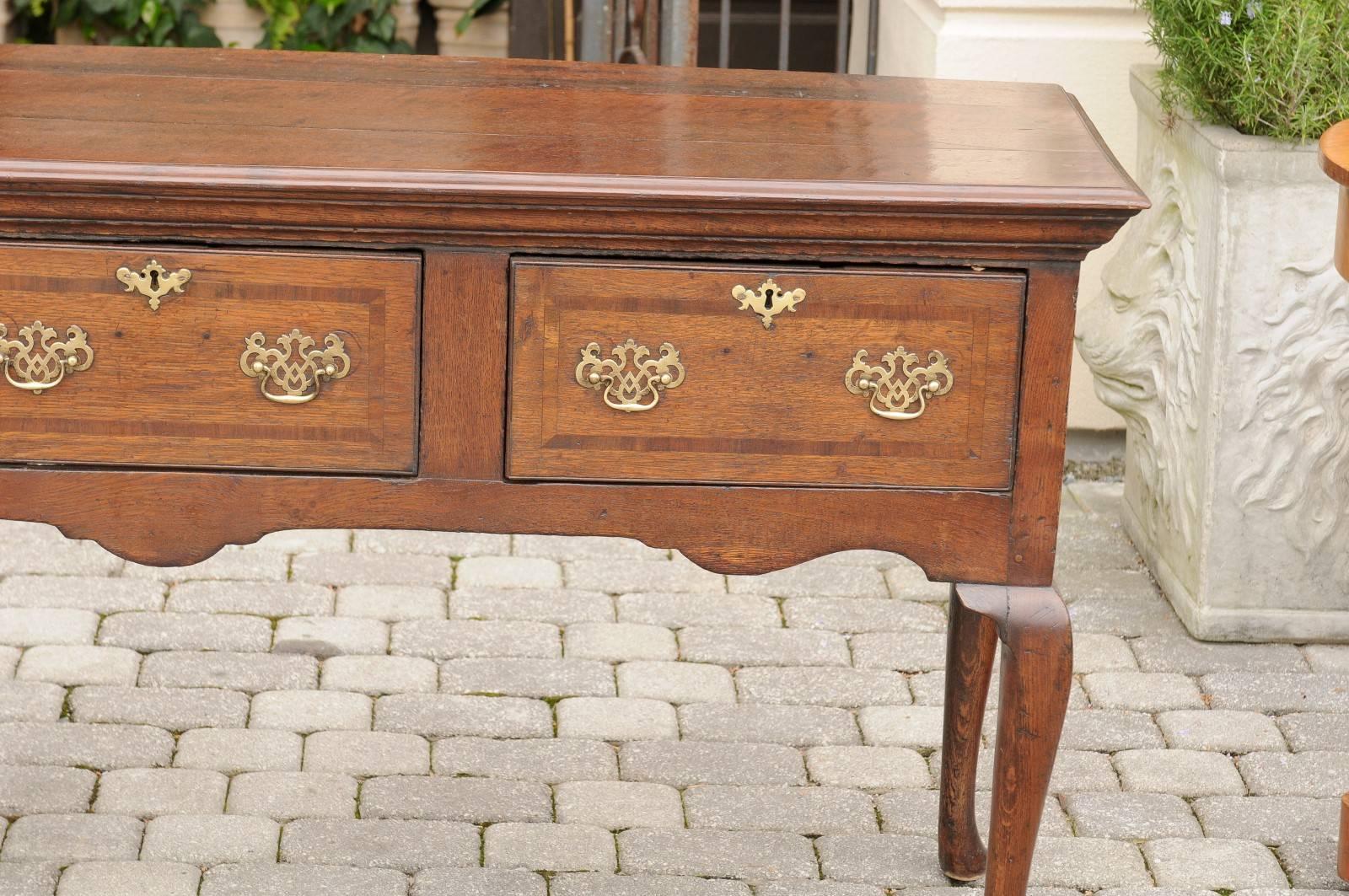 English Oak Three-Drawer Dresser Base or Server from the Early 19th Century 1