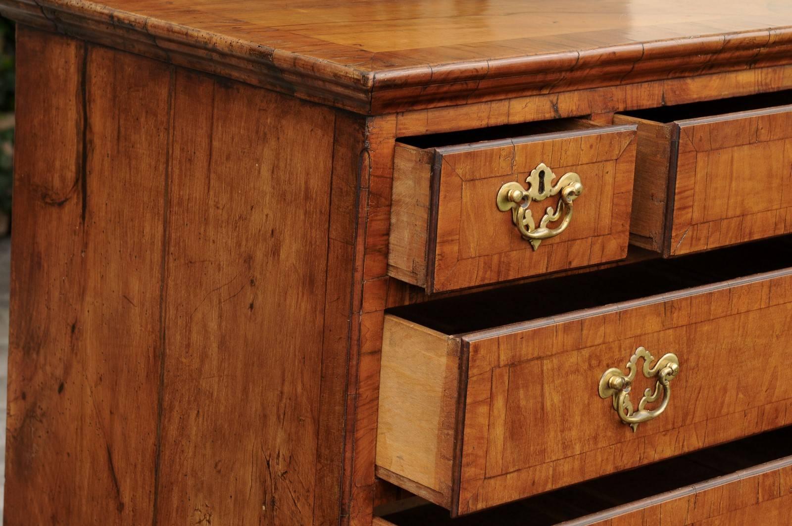 English Tall Walnut Chest from the Early 19th Century with Butterfly Veneer Top 3