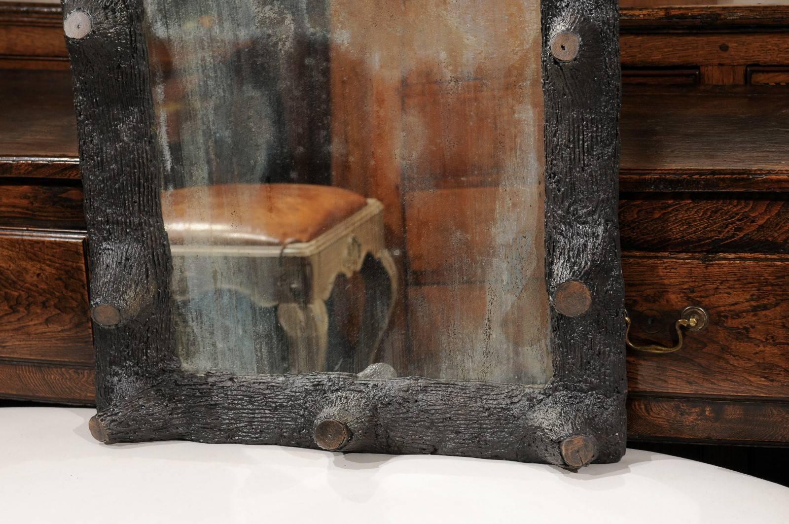 French Faux-Bois Rectangular Mirror from the Turn of the Century 3