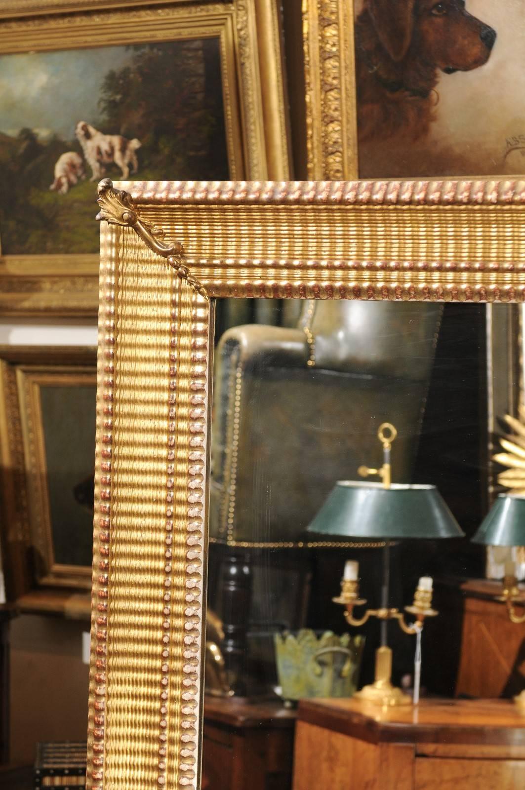 Large Size French Giltwood Rectangular Mirror from the Turn of the Century 1