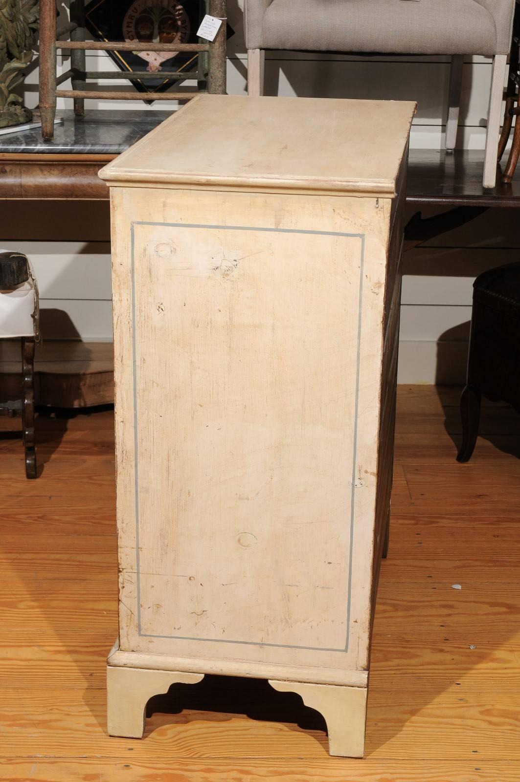 English 19th Century Wooden Chest with Five Graduated Drawer and Original Paint 2