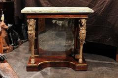 English Mid-19th Century William IV Pier Table with Green Jasper Top