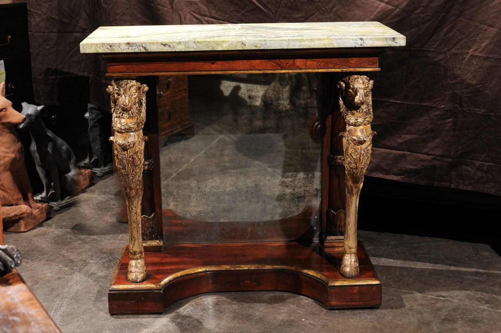 English Mid-19th Century William IV Pier Table with Green Jasper Top In Excellent Condition In Atlanta, GA