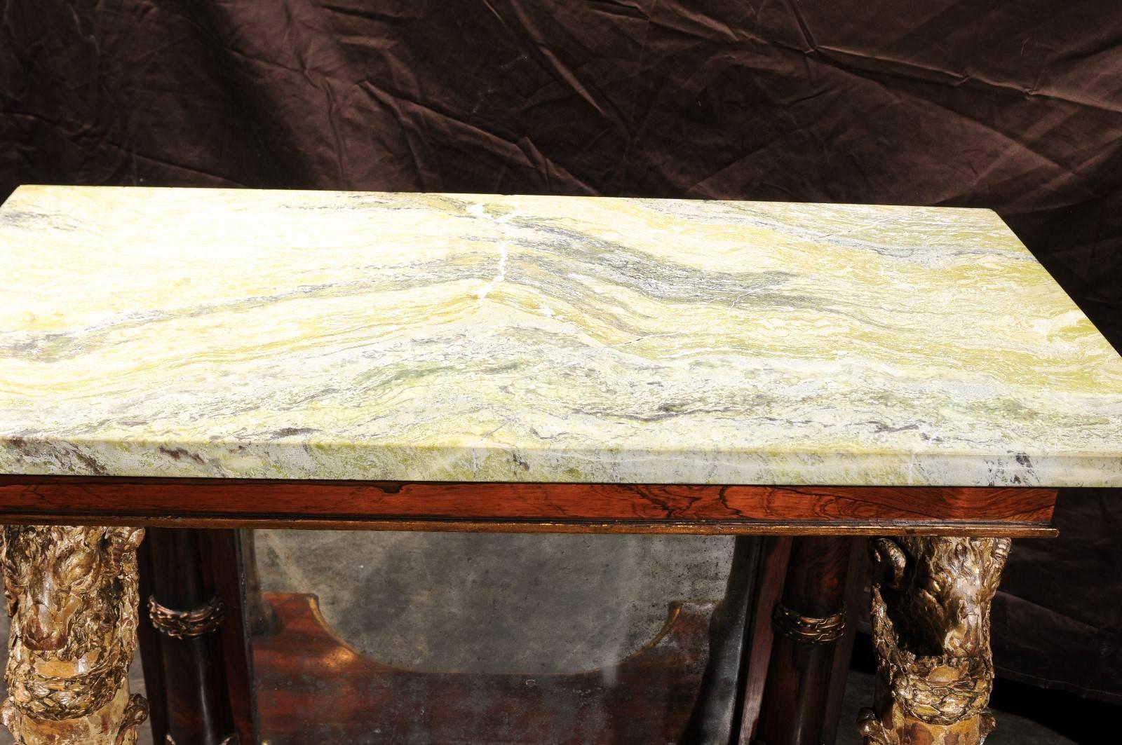 English Mid-19th Century William IV Pier Table with Green Jasper Top 4