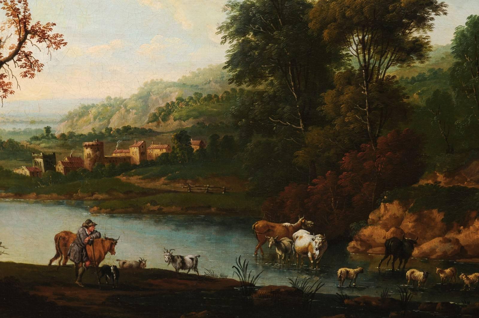Early 19th Century English Oil Painting of the Italian Countryside In Good Condition In Atlanta, GA