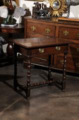 English Georgian Oak Bobbin Leg Side Table from the Late 18th Century