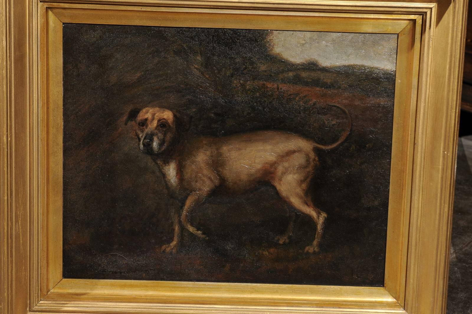Pair of English Dog Oil Paintings from the Late 19th Century in Hunting Scenes 2
