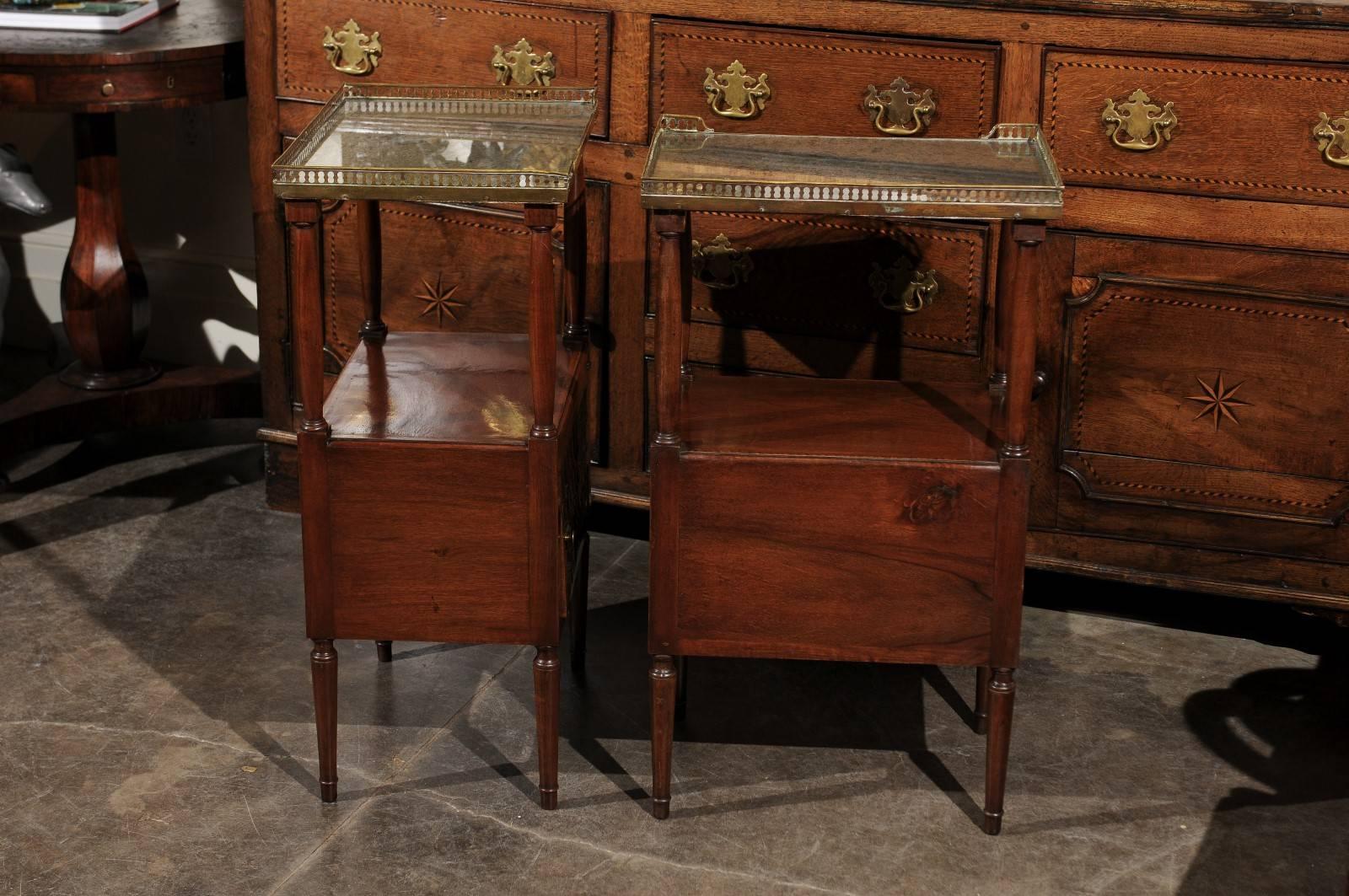 Pair of English Turn of the Century Mahogany Side Tables with Faux Book Doors 3