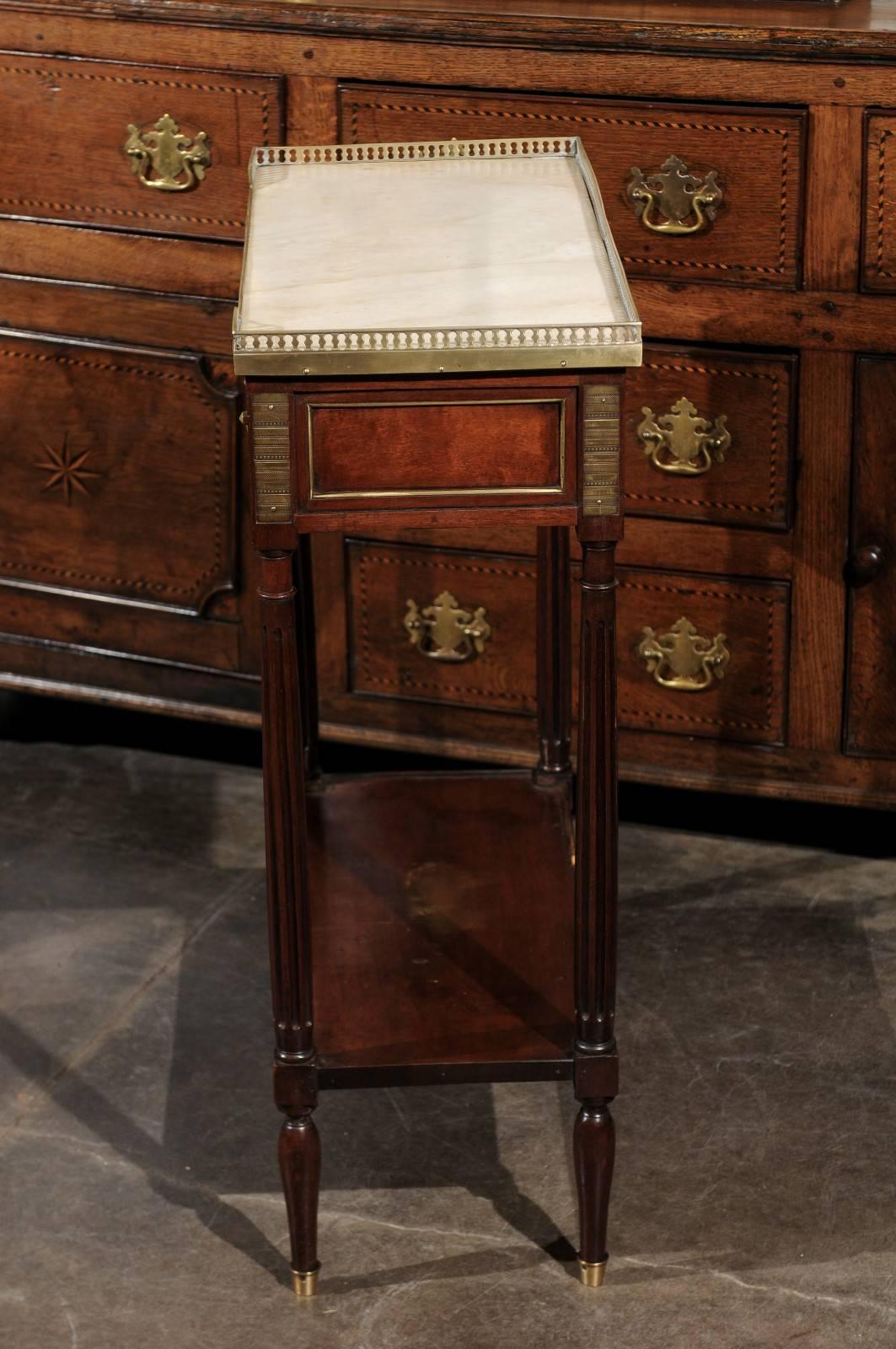 English Regency  Console Side Table Made of Mahogany and Brass with Marble Top 1