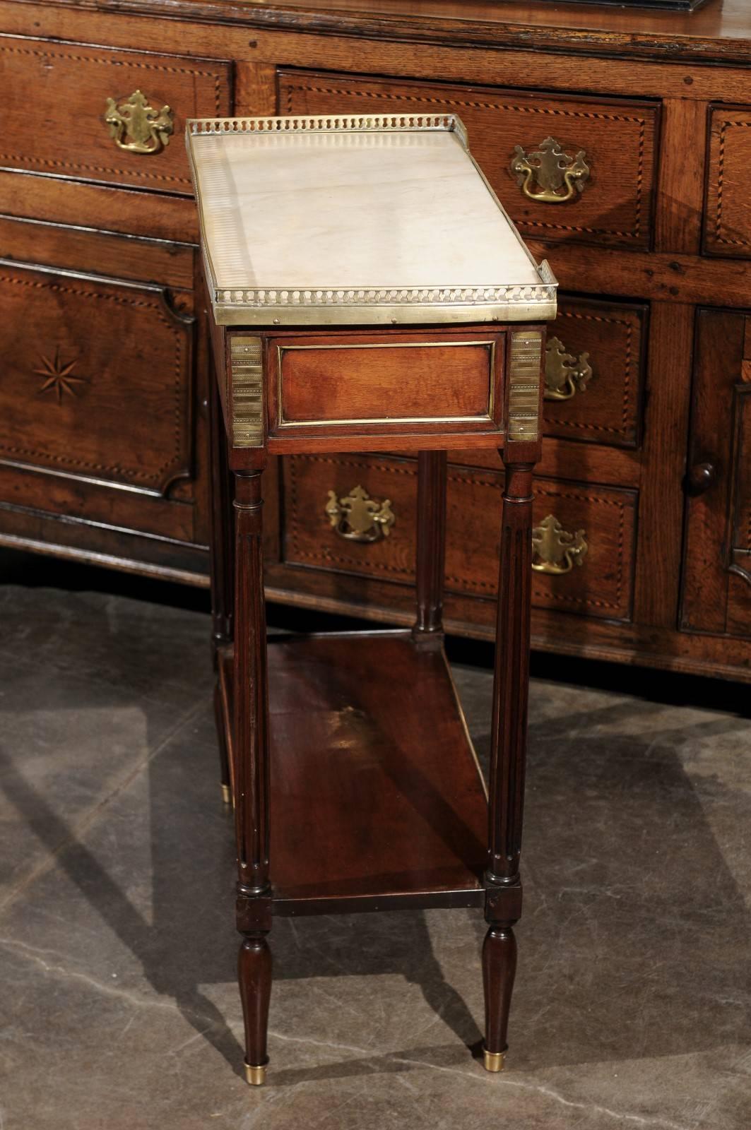 English Regency  Console Side Table Made of Mahogany and Brass with Marble Top 5