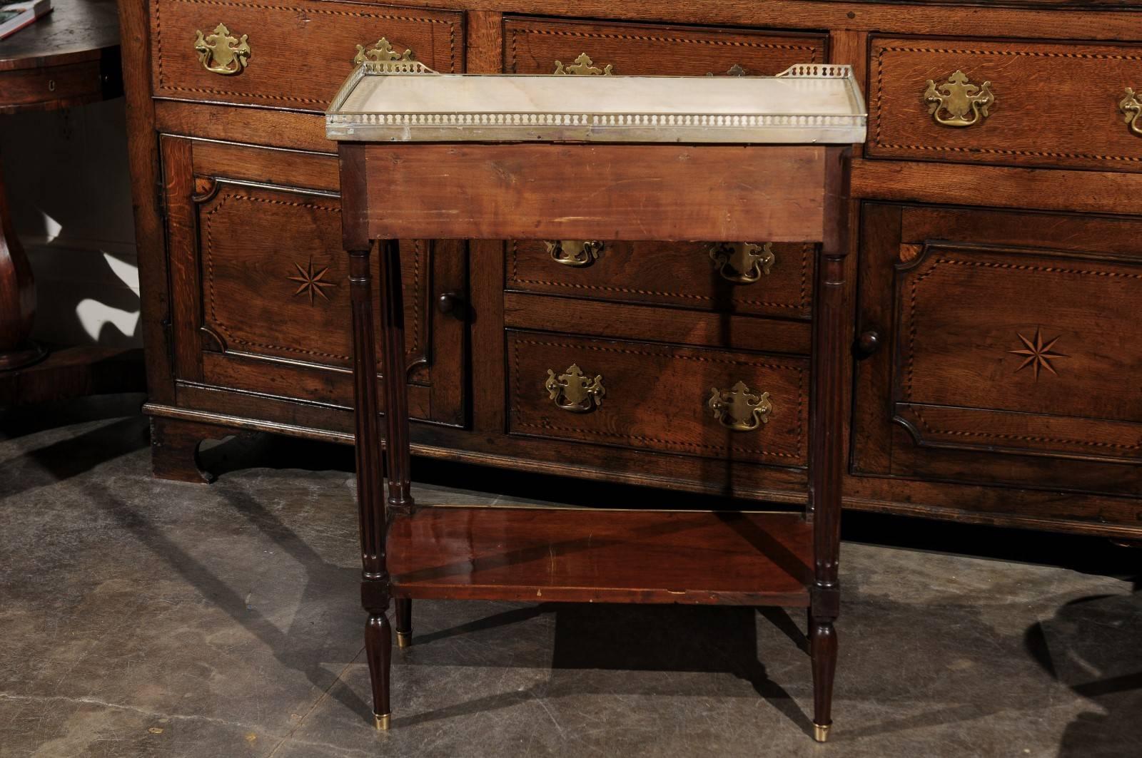 English Regency  Console Side Table Made of Mahogany and Brass with Marble Top 4