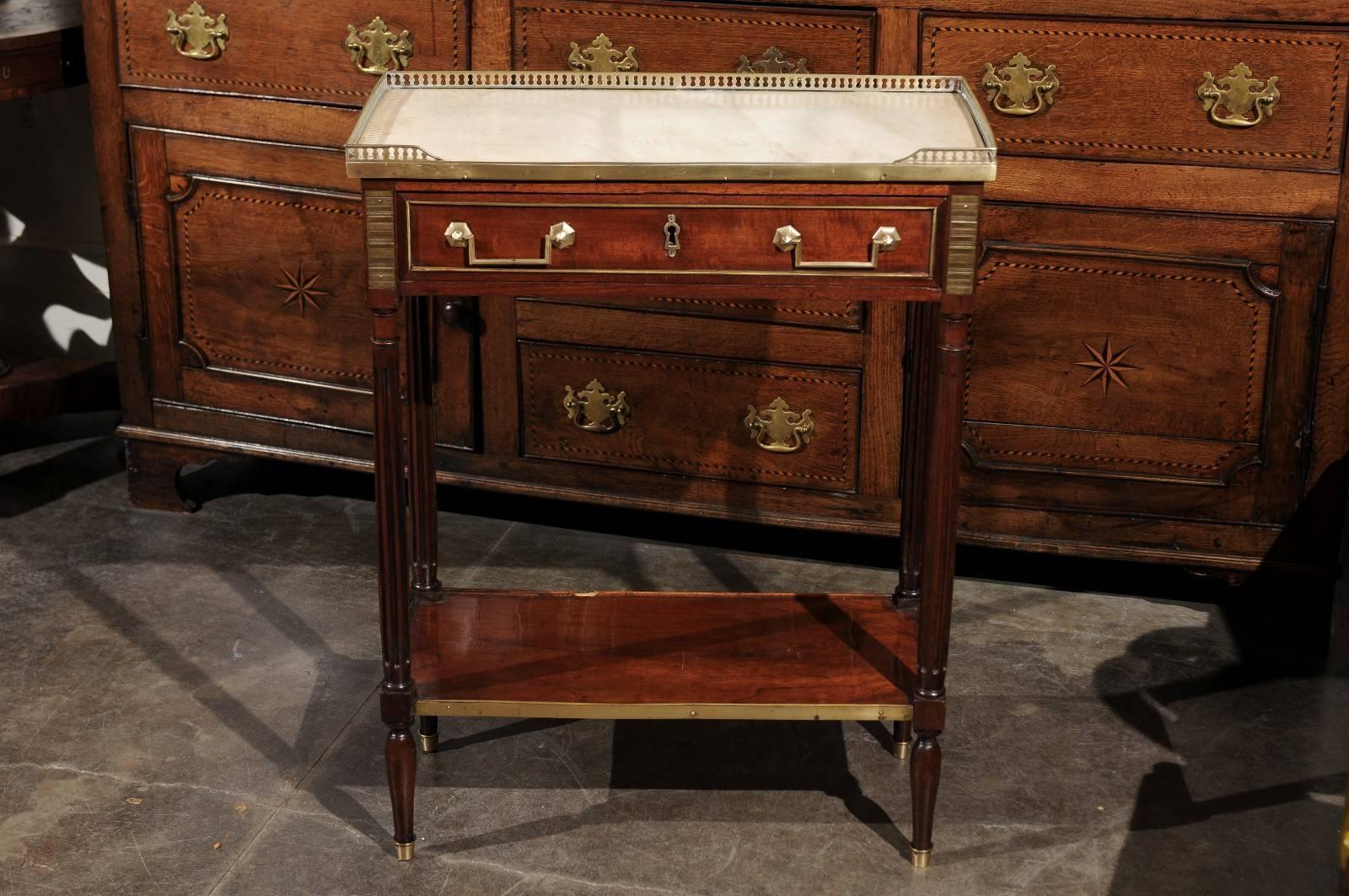 English Regency  Console Side Table Made of Mahogany and Brass with Marble Top 3